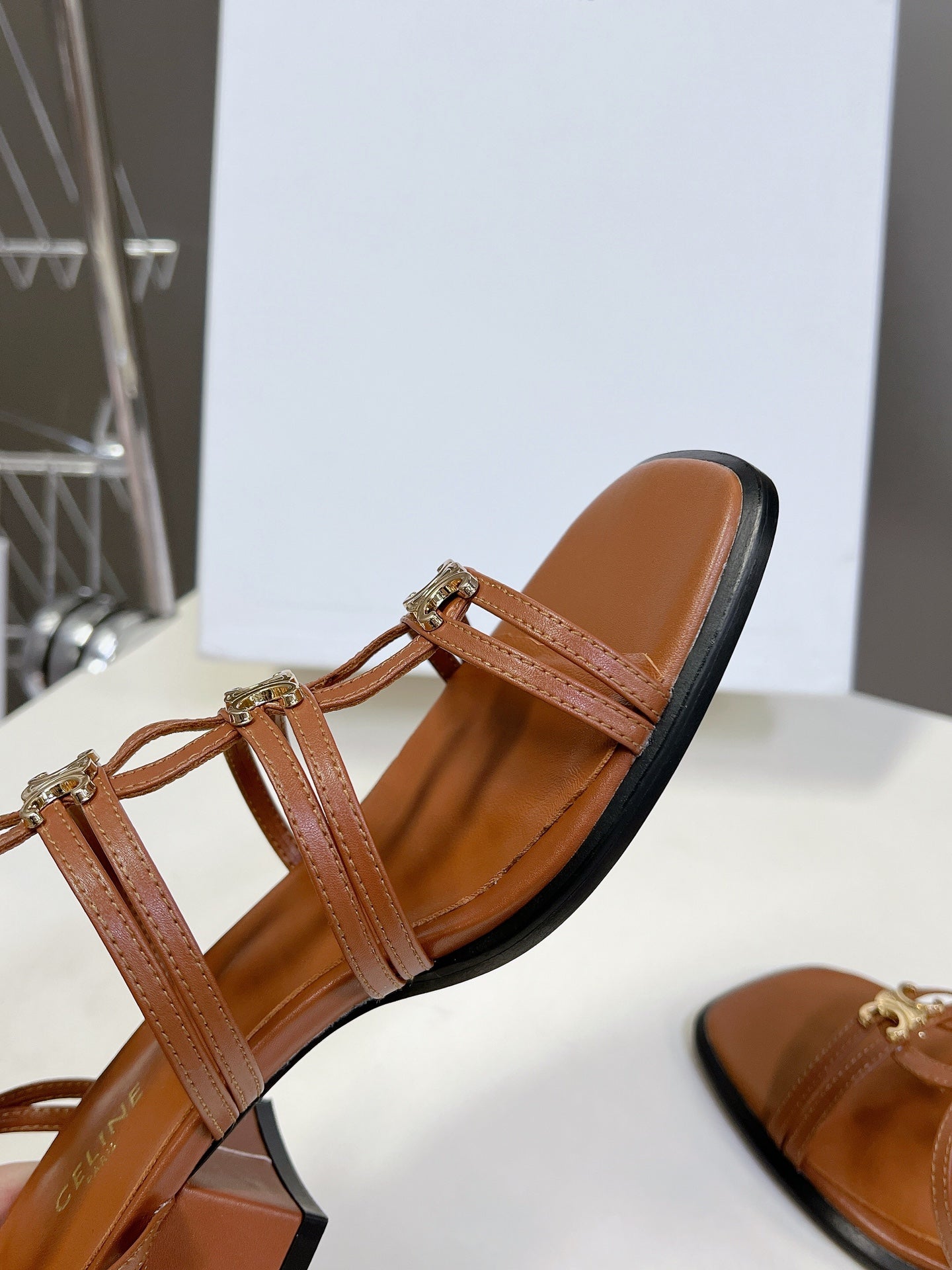 Celine CELINE Sandals Clemence Multi Brown Leather