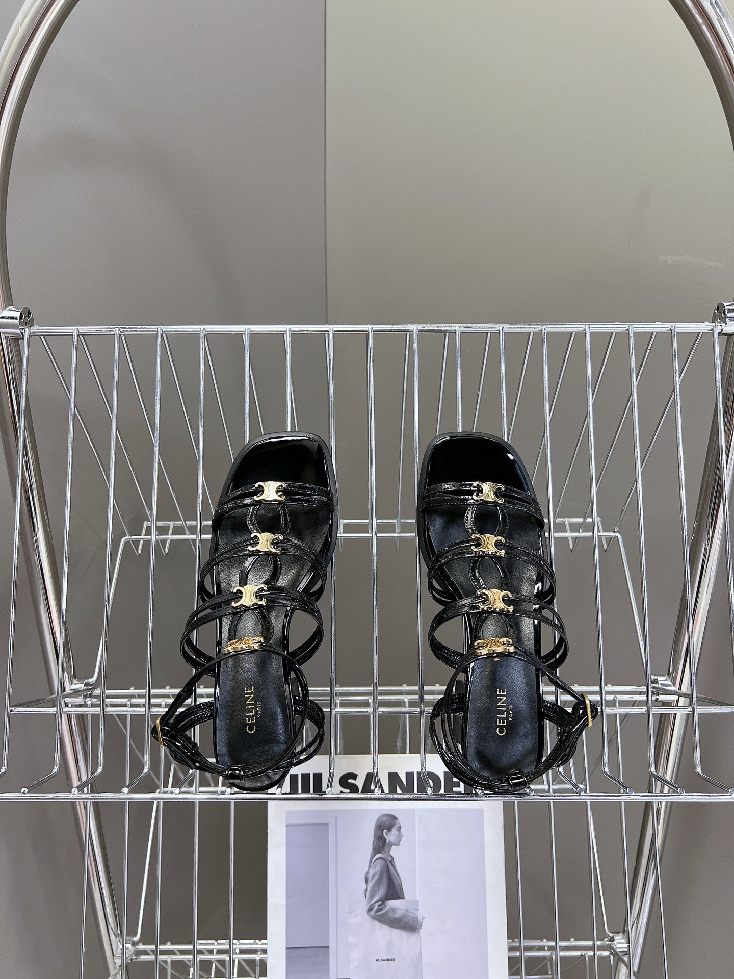 Celine CELINE Sandals Clemence Multi Black Leather