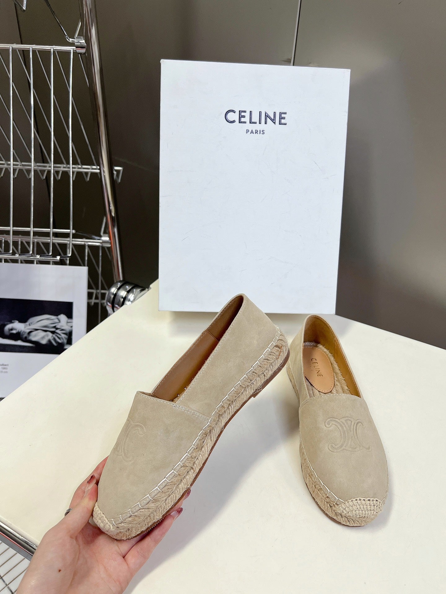 Celine CELINE Espadrillas Loafers Beige Suede 285937