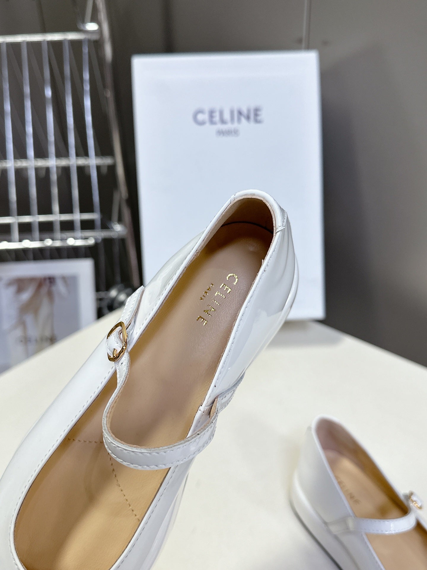 Celine CELINE Ballet Flats White Patent Leather 285930