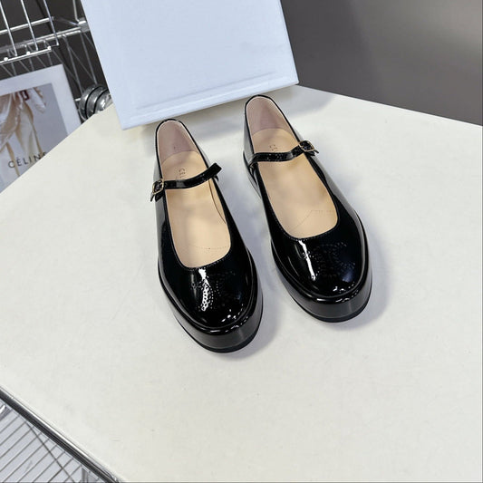 Celine CELINE Ballet Flats Black Patent Leather 285931