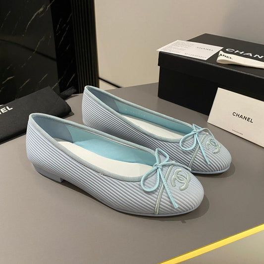 CHANEL ballet flat cloud blue embroidered fabric