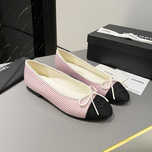 CHANEL ballet flat pink embroidered fabric