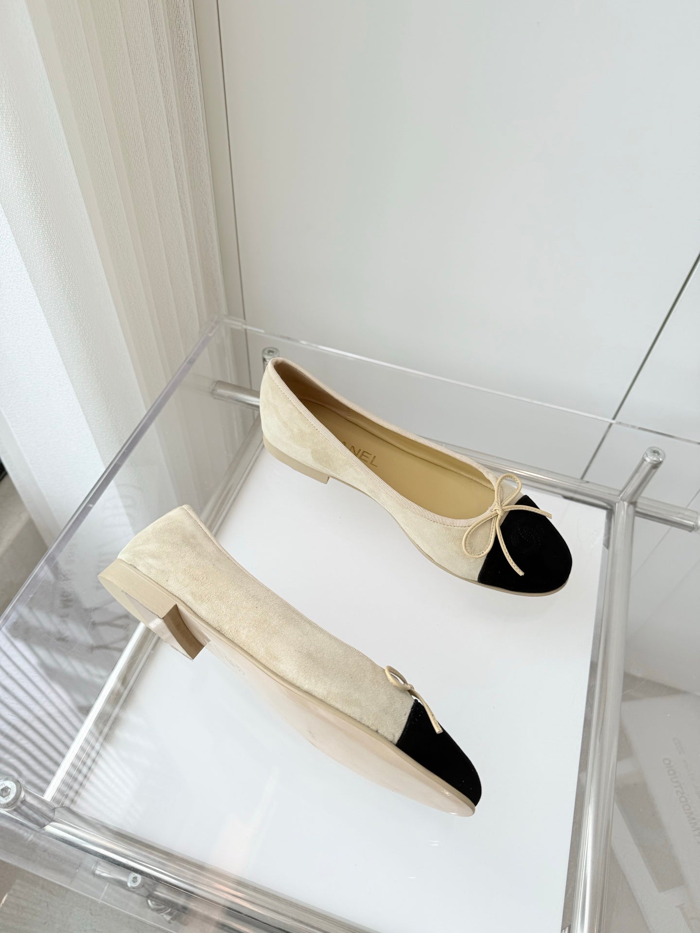 CHANEL Ballet Flat Yellow Pastel Suede 238762