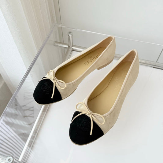 CHANEL Ballet Flat Yellow Pastel Suede 238762