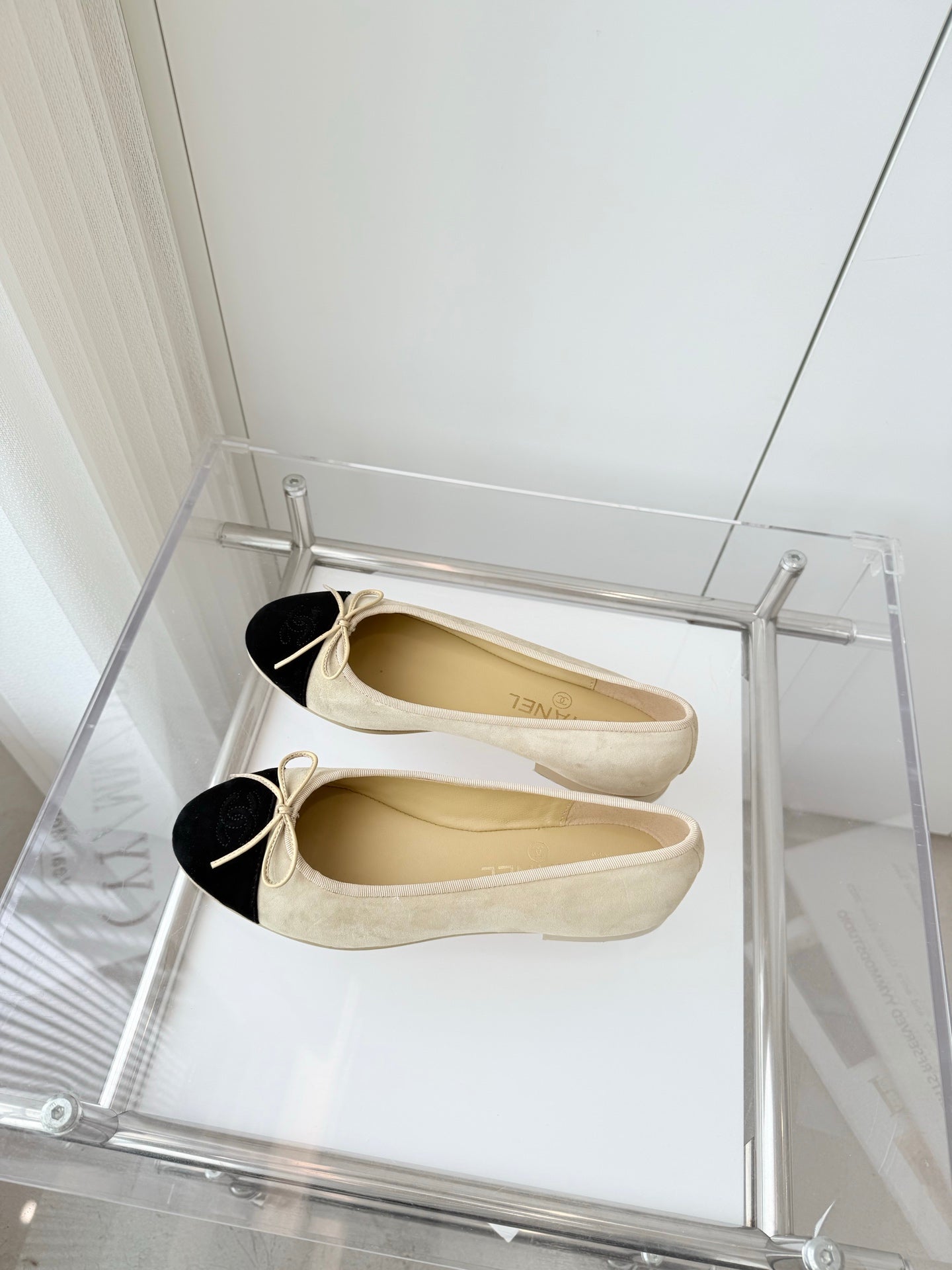 CHANEL Ballet Flat Yellow Pastel Suede 238762