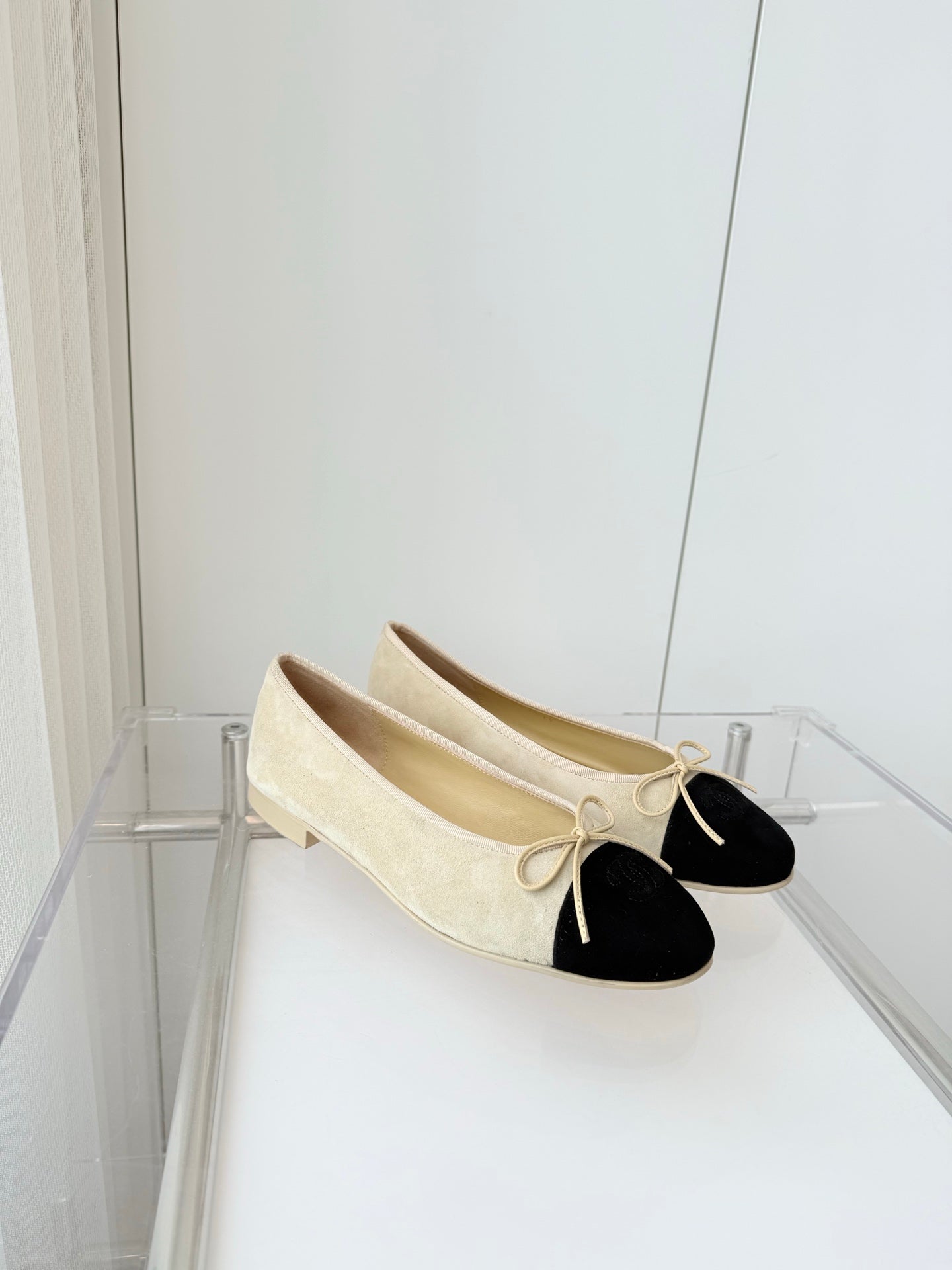 CHANEL Ballet Flat Yellow Pastel Suede 238762