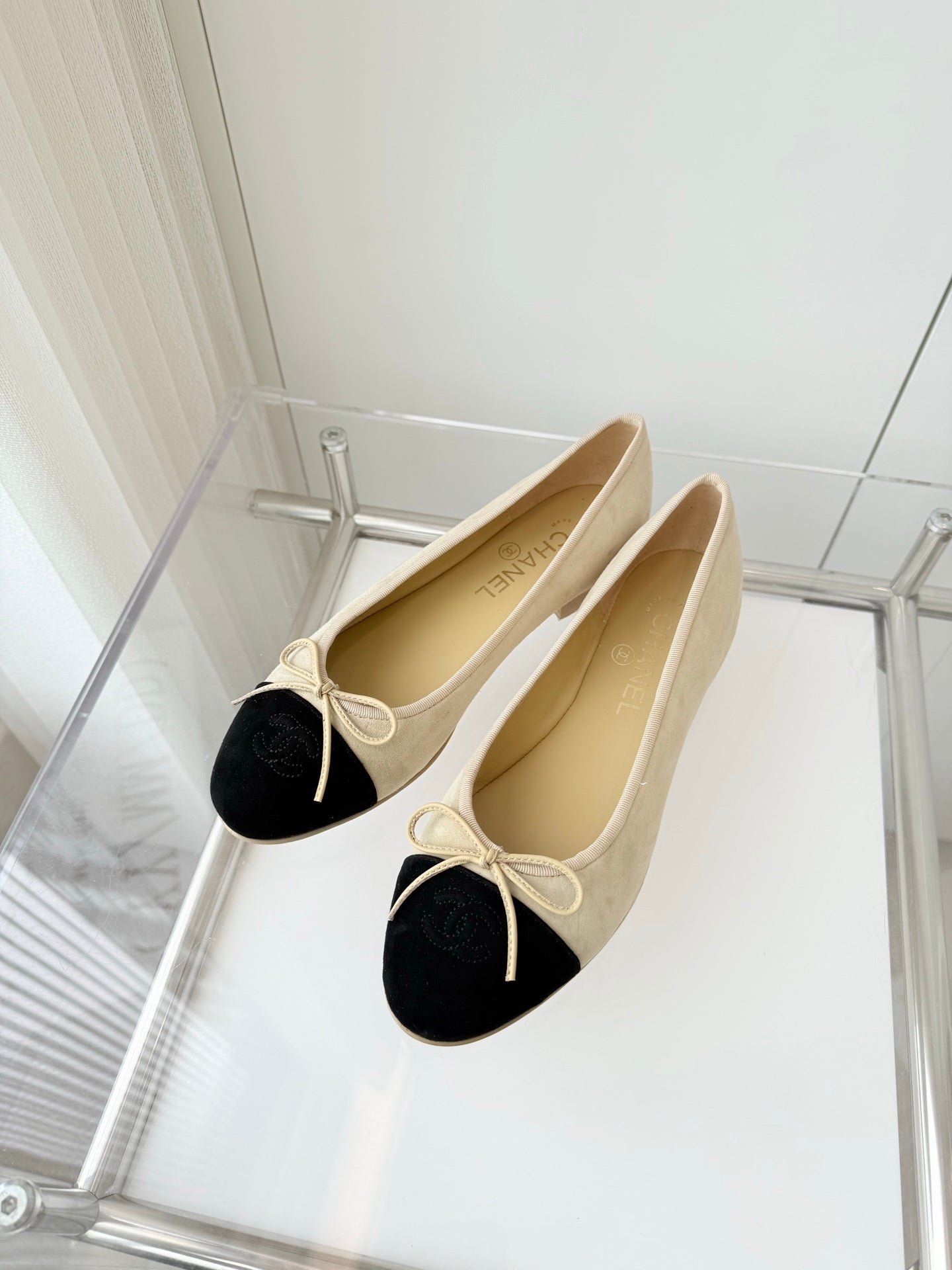 CHANEL Ballet Flat Yellow Pastel Suede 238762
