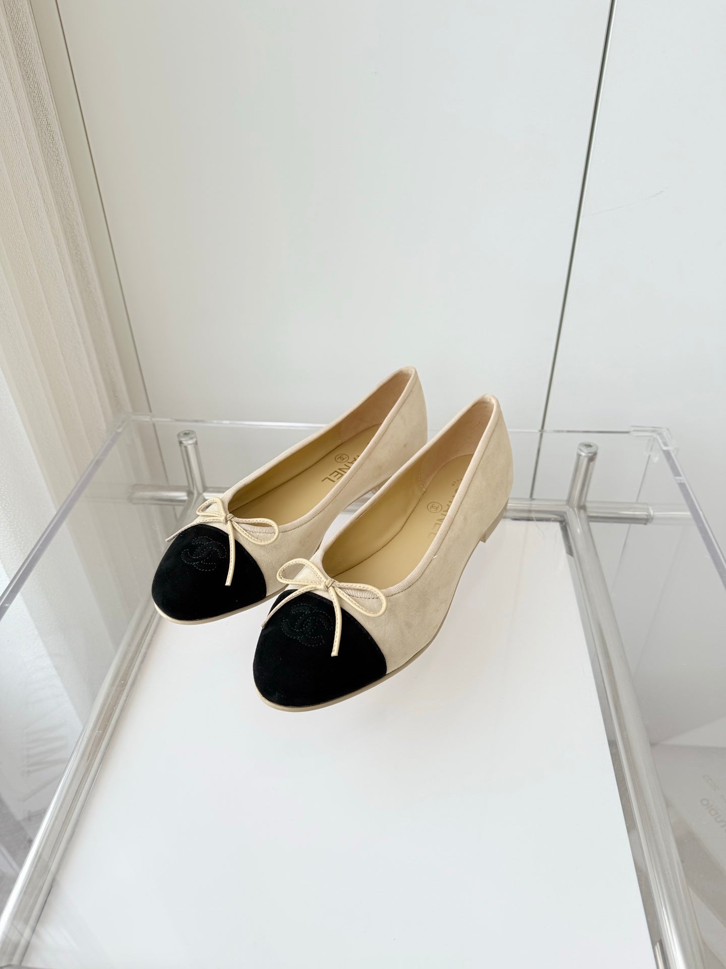 CHANEL Ballet Flat Yellow Pastel Suede 238762