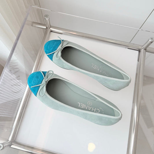 CHANEL Ballet Flat Baby Blue Suede 238761