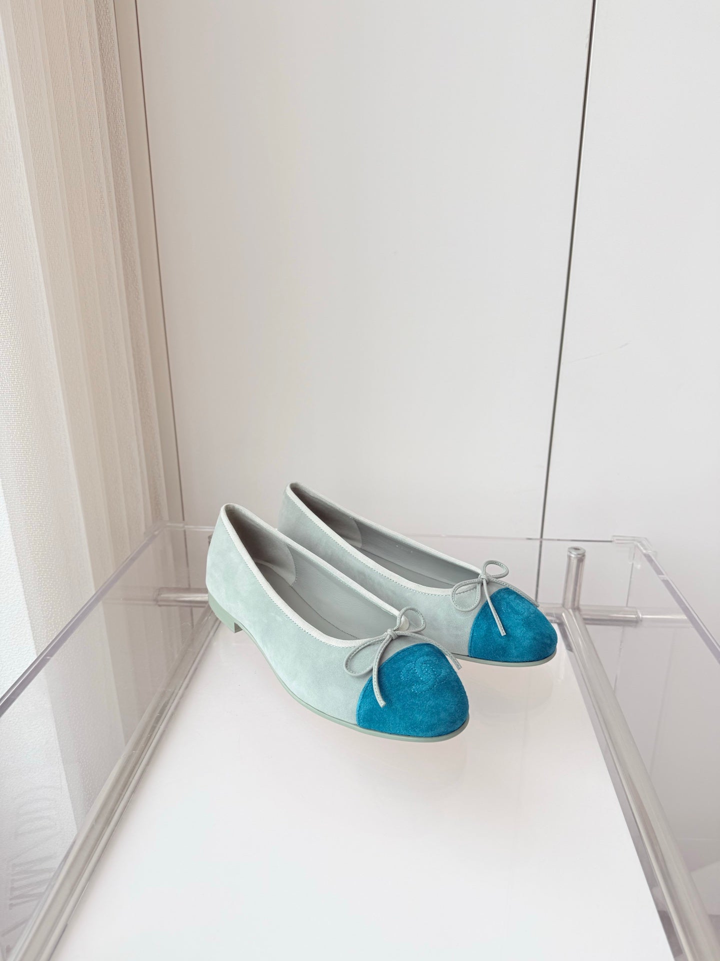 CHANEL Ballet Flat Baby Blue Suede 238761