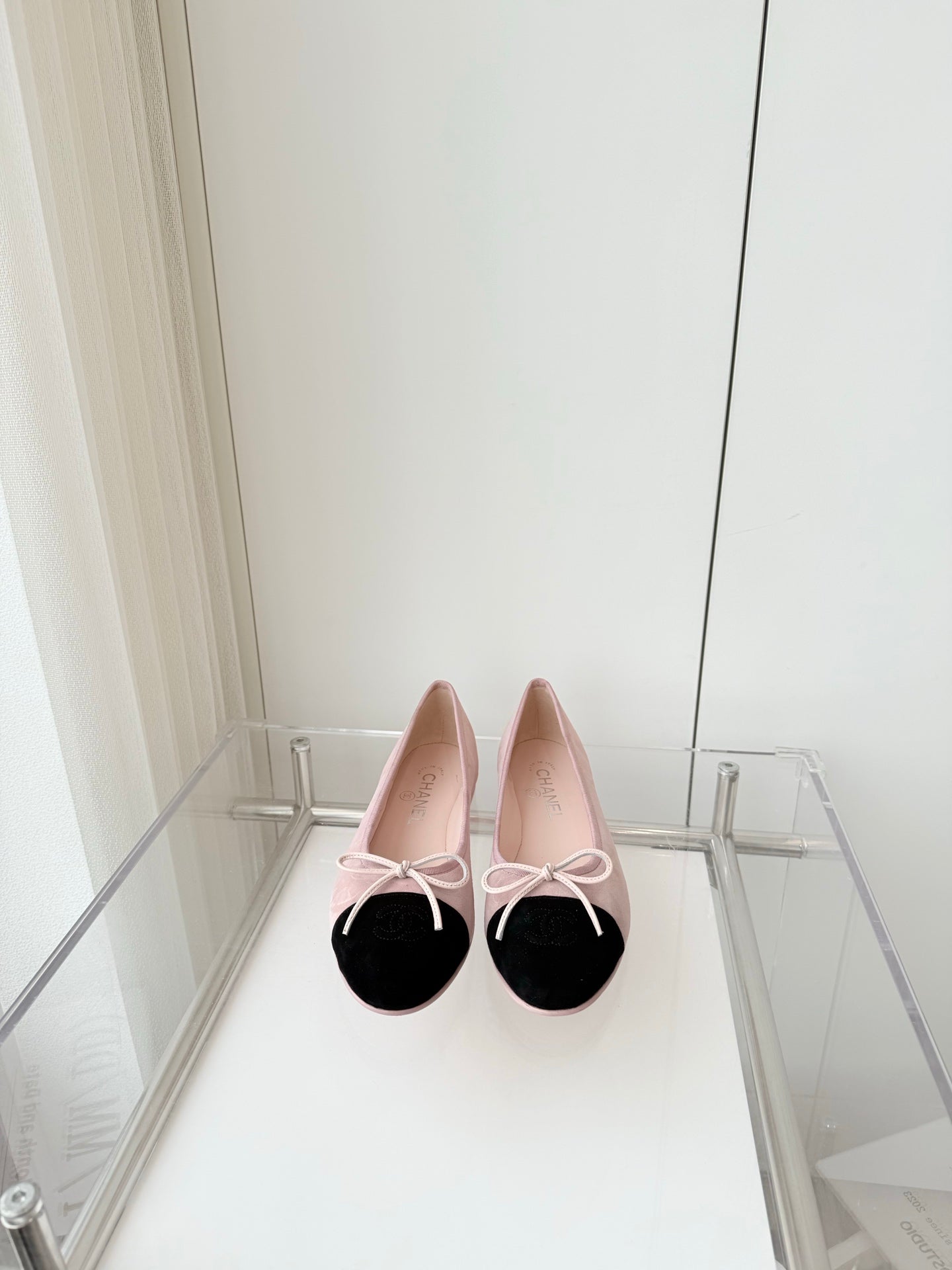 CHANEL Ballet Flat Pink Pastel Suede 238763