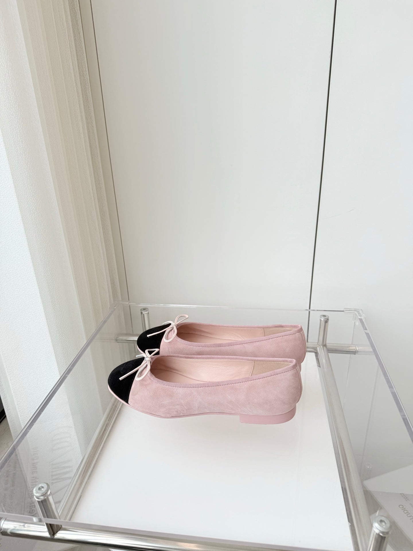 CHANEL Ballet Flat Pink Pastel Suede 238763