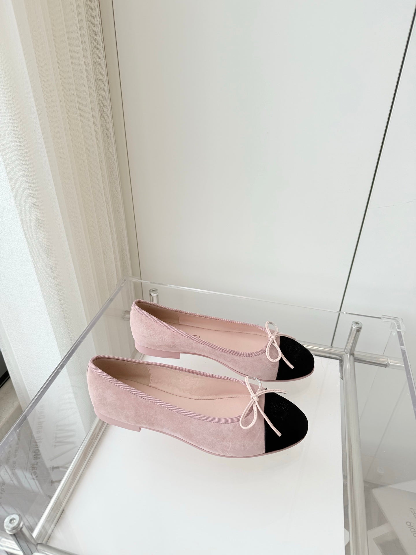 CHANEL Ballet Flat Pink Pastel Suede 238763