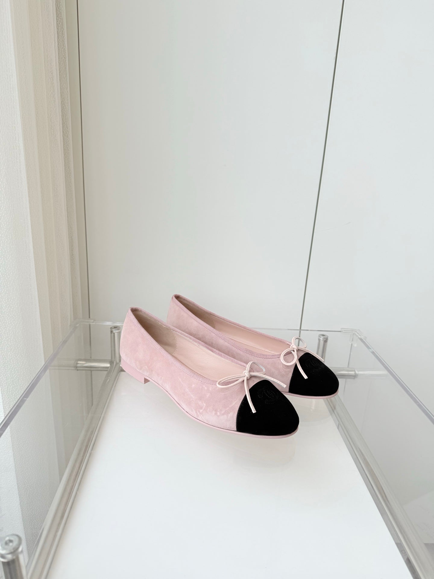 CHANEL Ballet Flat Pink Pastel Suede 238763