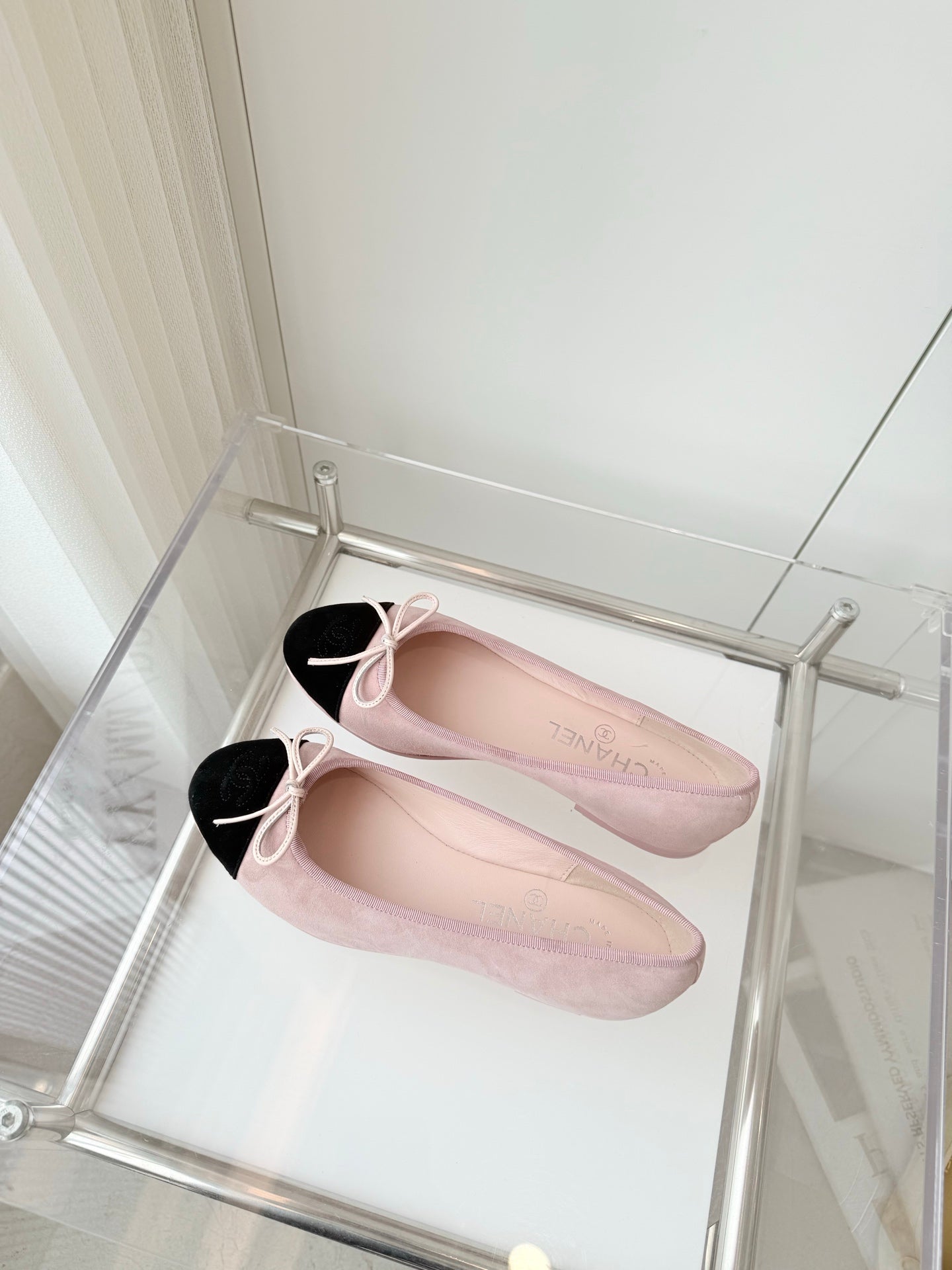 CHANEL Ballet Flat Pink Pastel Suede 238763
