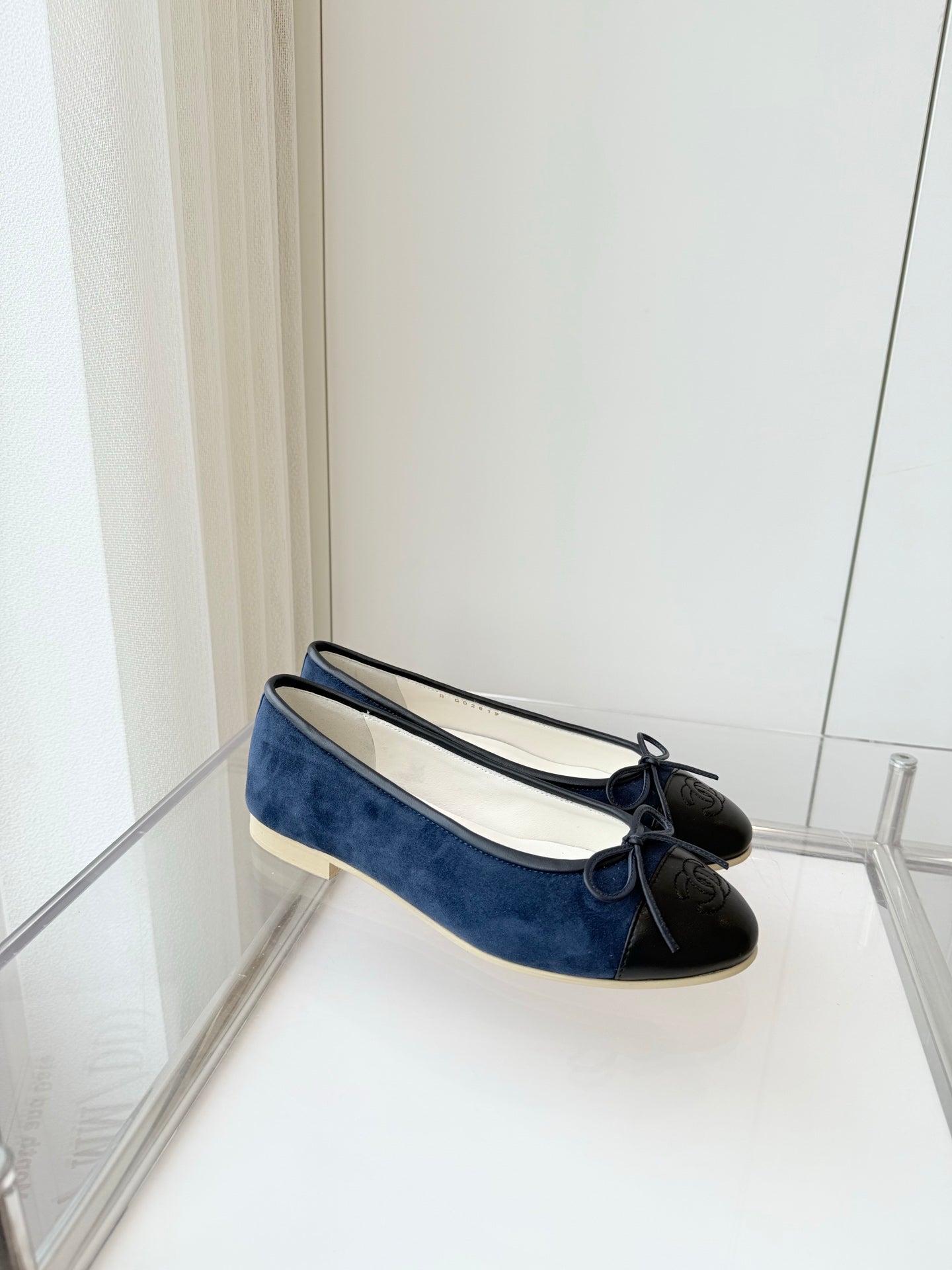 CHANEL Ballet Flat Navy Blue Suede 238766