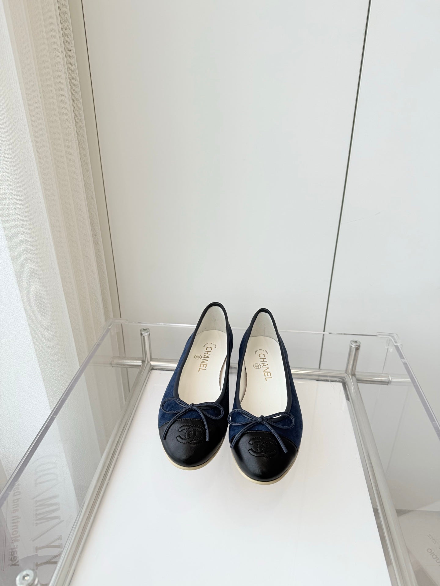 CHANEL Ballet Flat Navy Blue Suede 238766