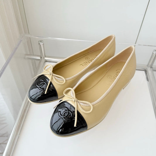 CHANEL Ballet Flat Yellow Pastel Leather 238769
