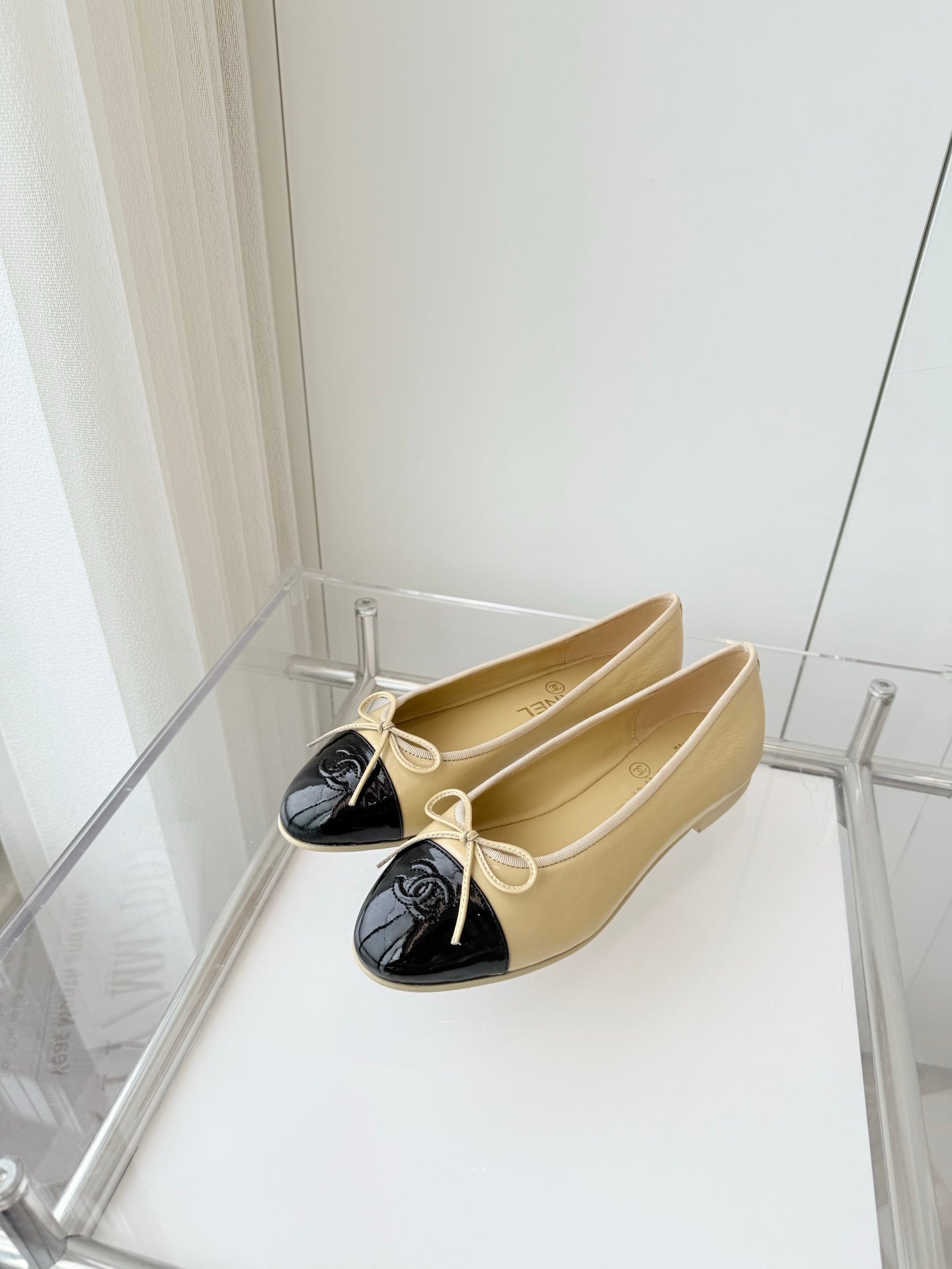CHANEL Ballet Flat Yellow Pastel Leather 238769