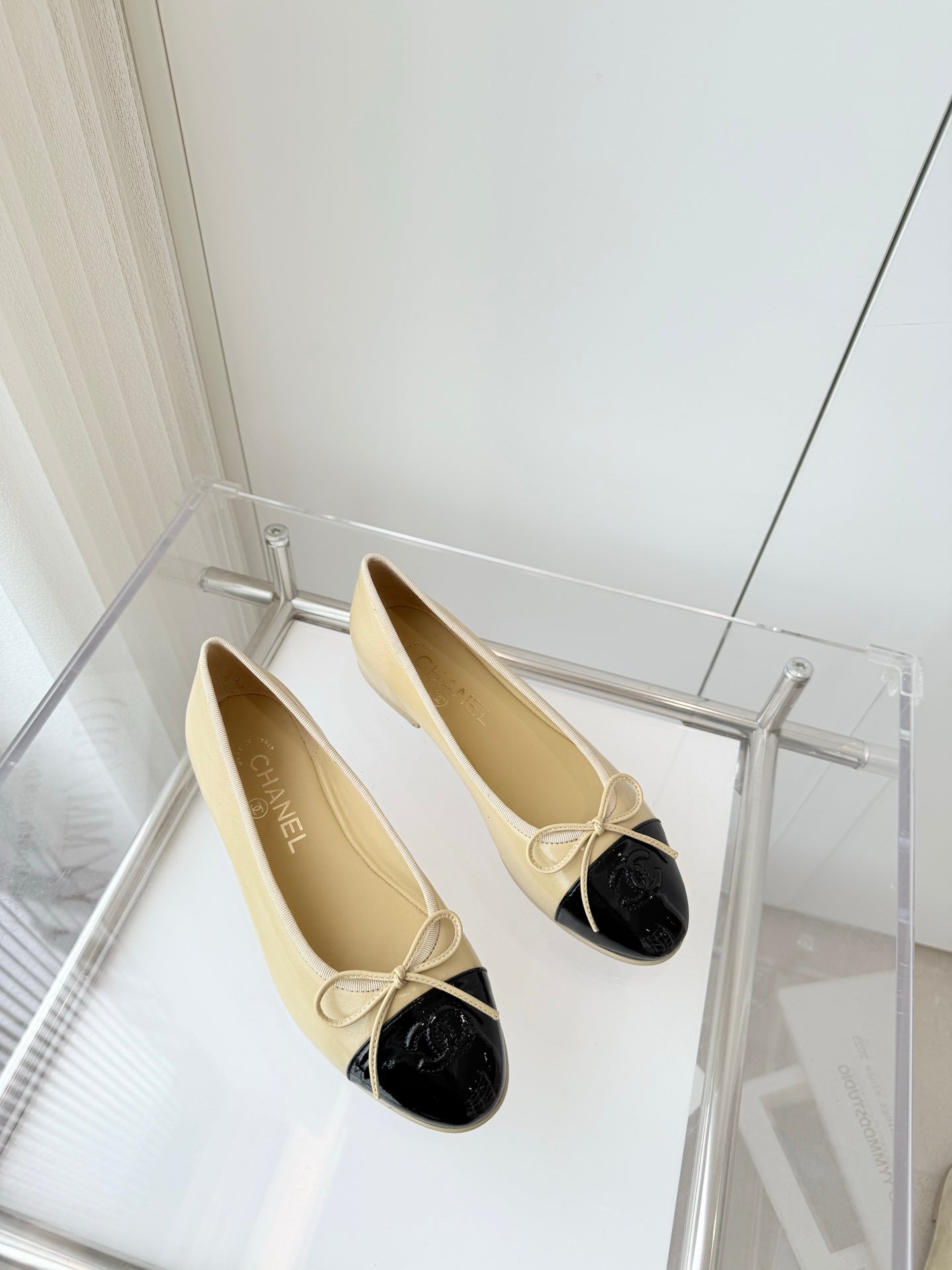 CHANEL Ballet Flat Yellow Pastel Leather 238769
