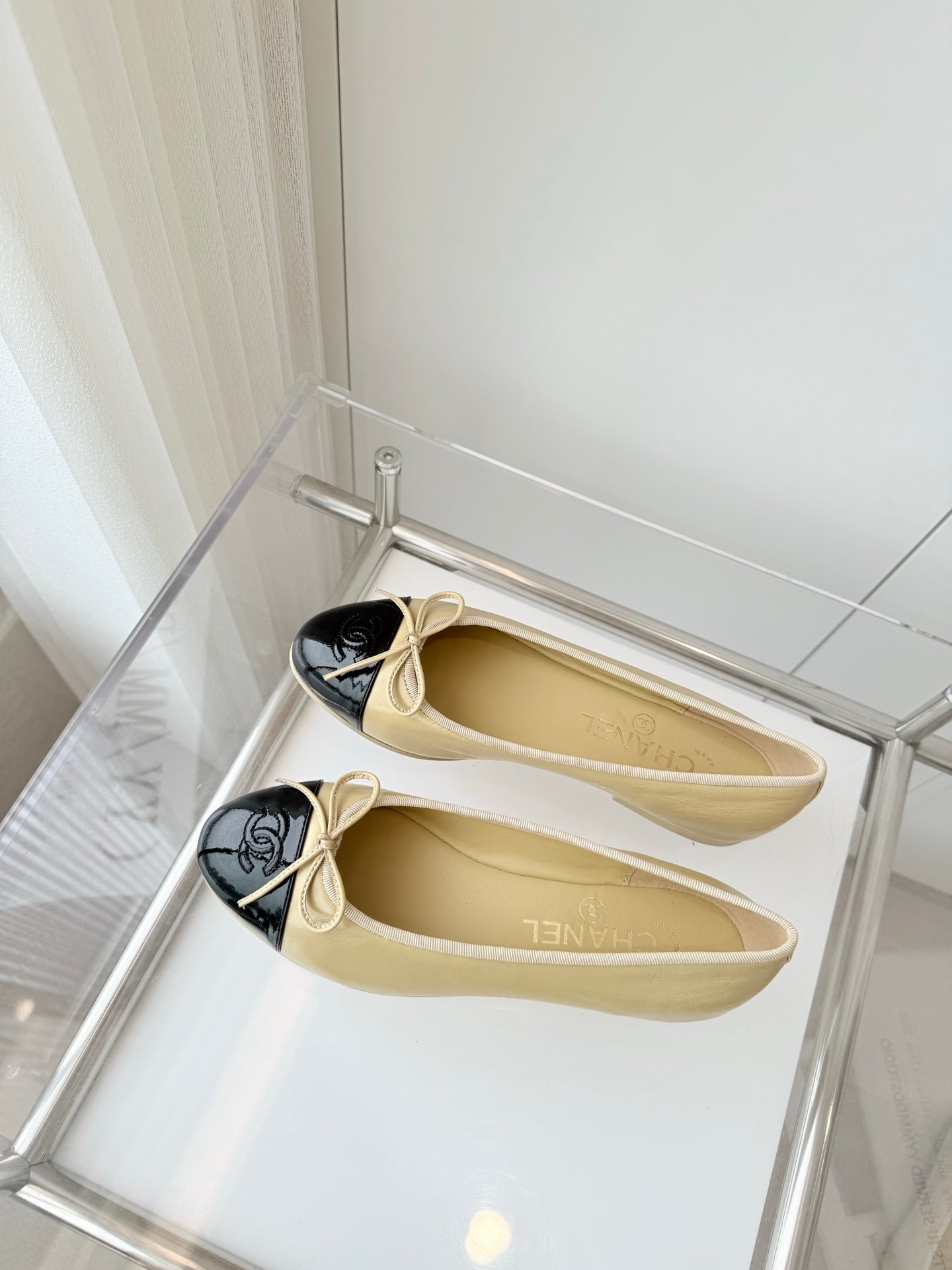 CHANEL Ballet Flat Yellow Pastel Leather 238769