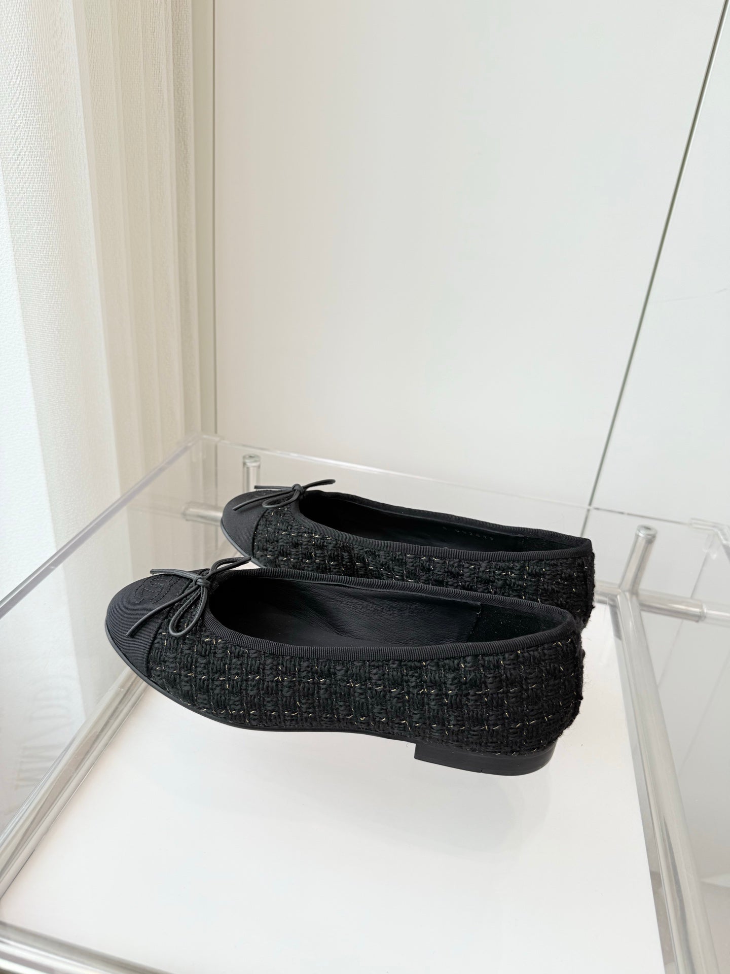 CHANEL Ballet Flat Black Tweed 238778
