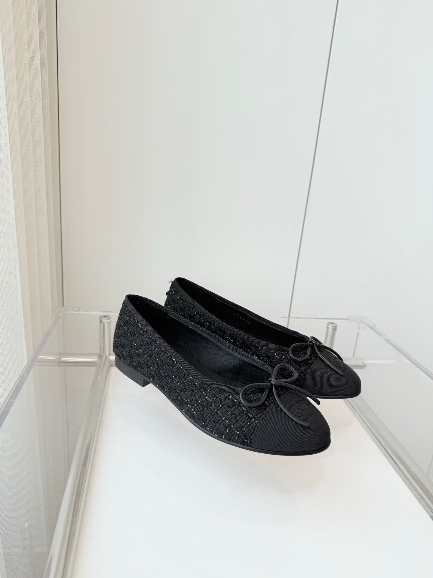 CHANEL Ballet Flat Black Tweed 238778