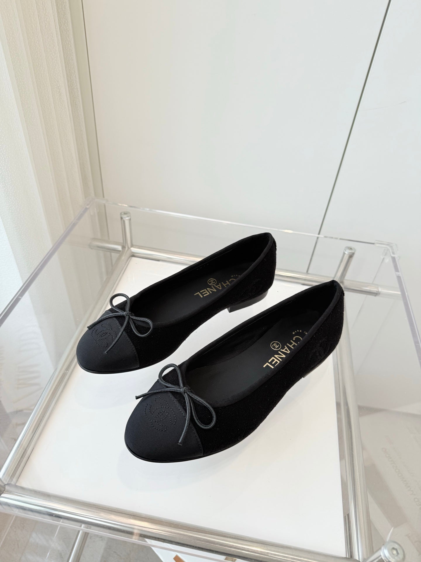 CHANEL Ballet Flat Black Fabric 238774