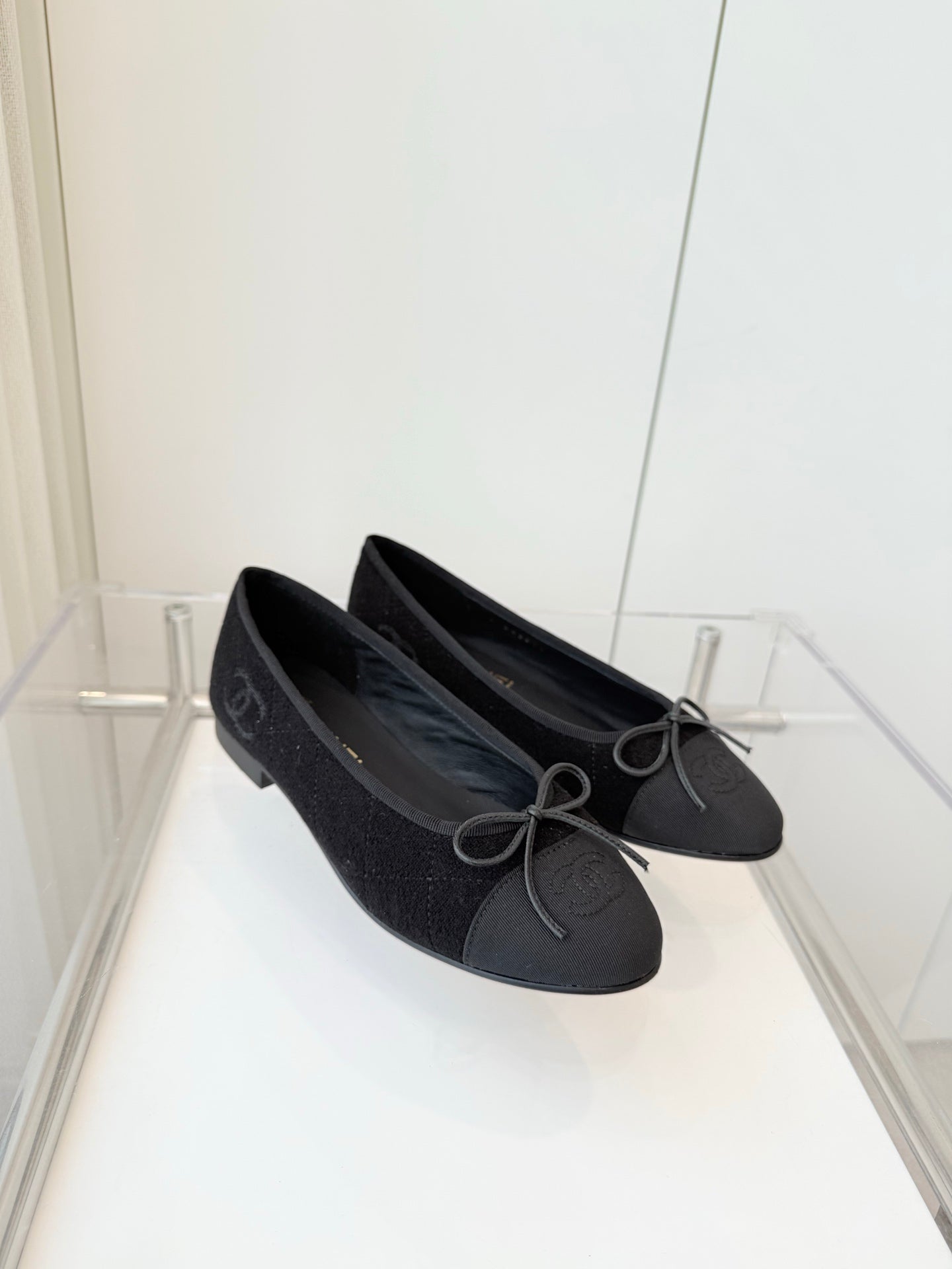 CHANEL Ballet Flat Black Fabric 238774