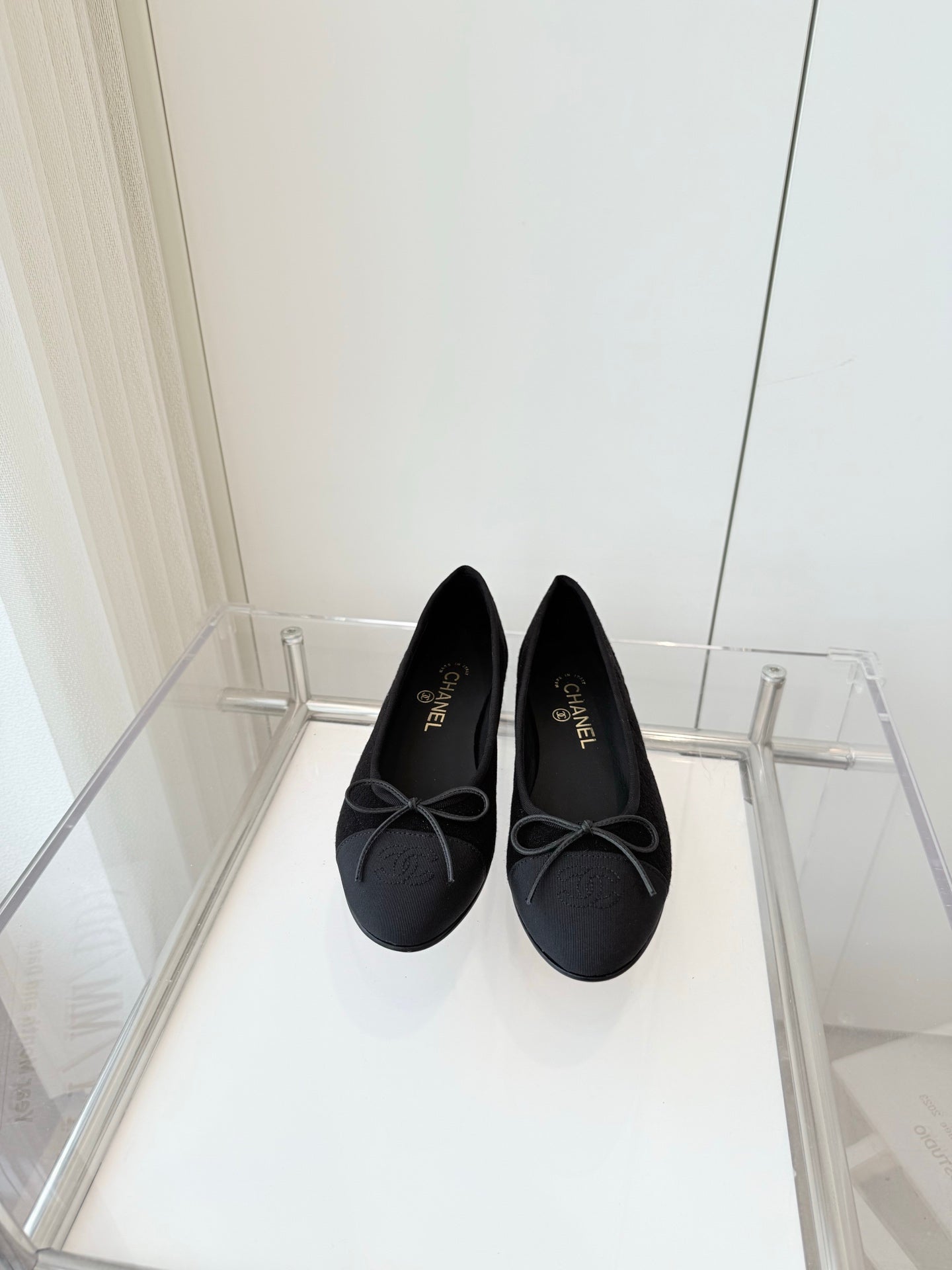 CHANEL Ballet Flat Black Fabric 238774