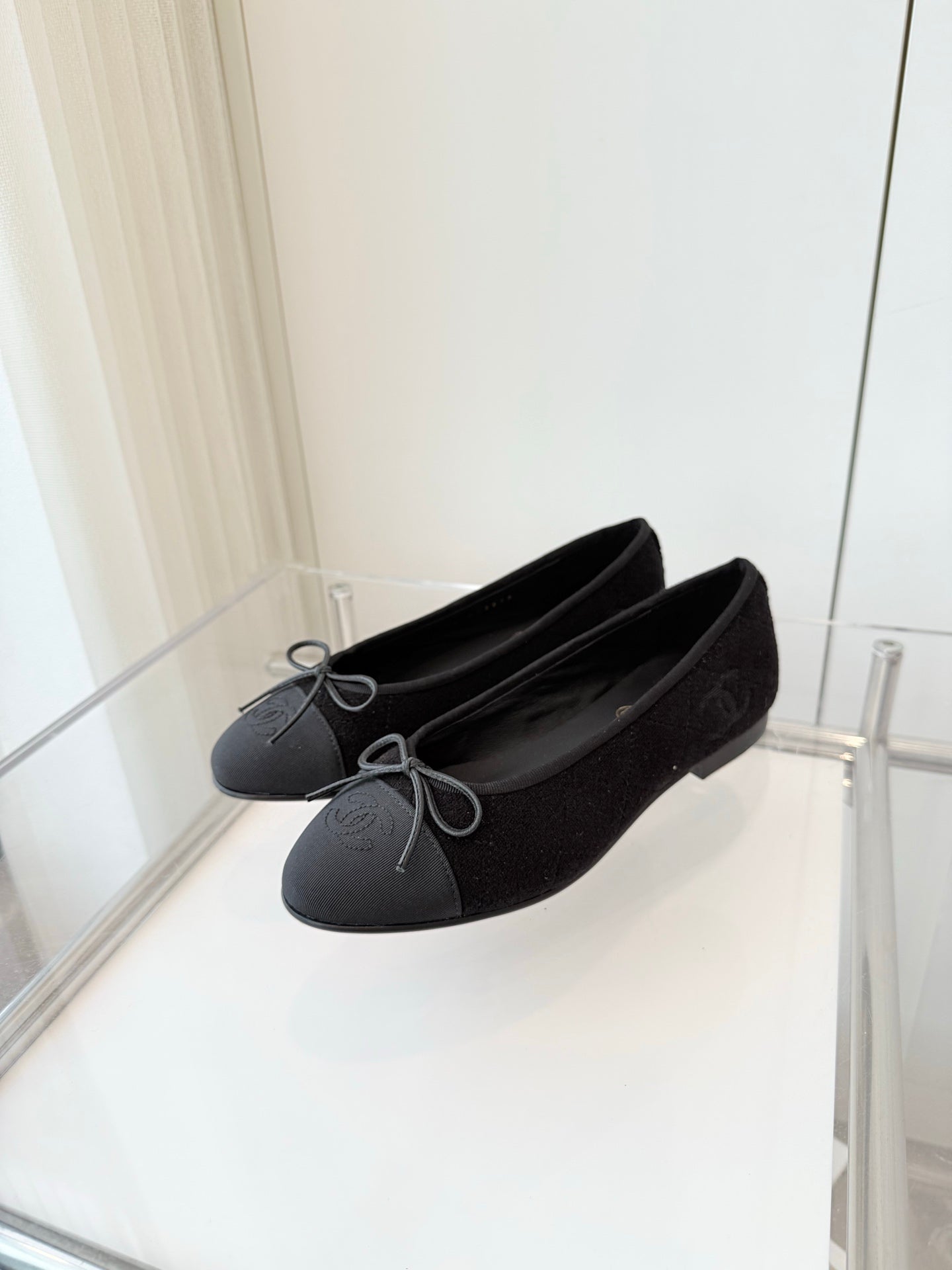 CHANEL Ballet Flat Black Fabric 238774