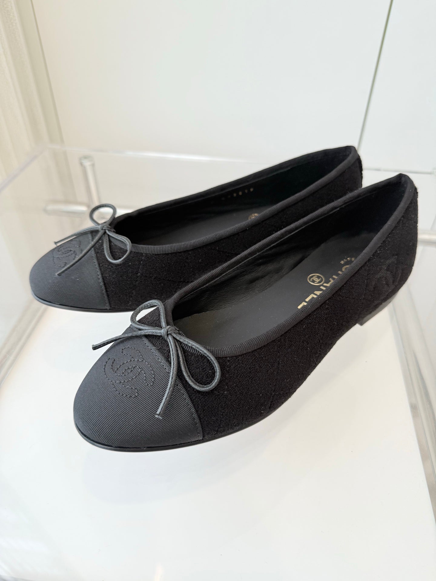 CHANEL Ballet Flat Black Fabric 238774