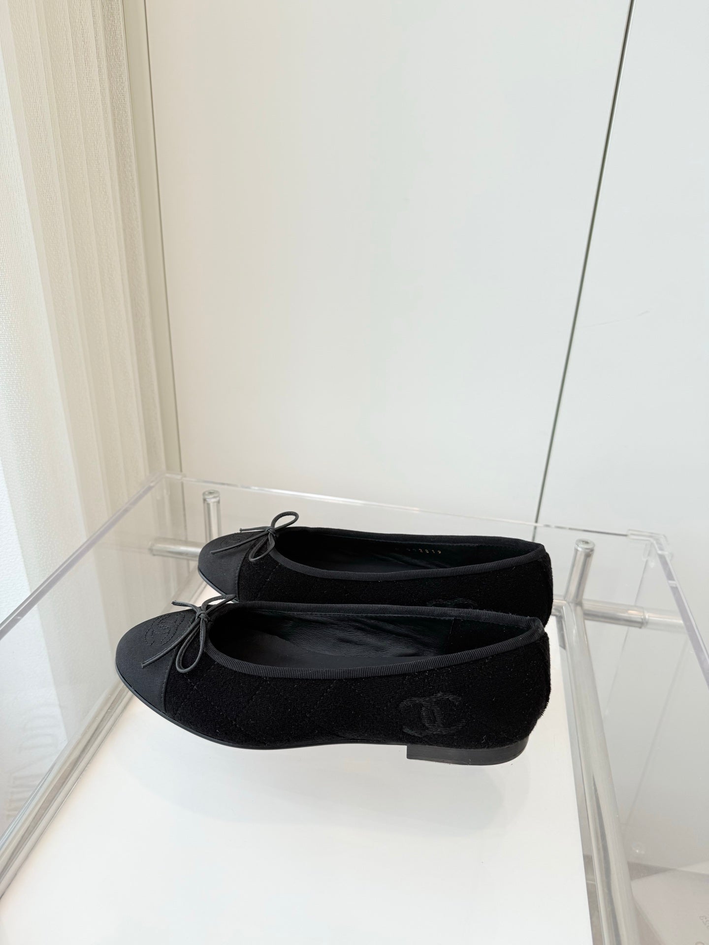 CHANEL Ballet Flat Black Fabric 238774