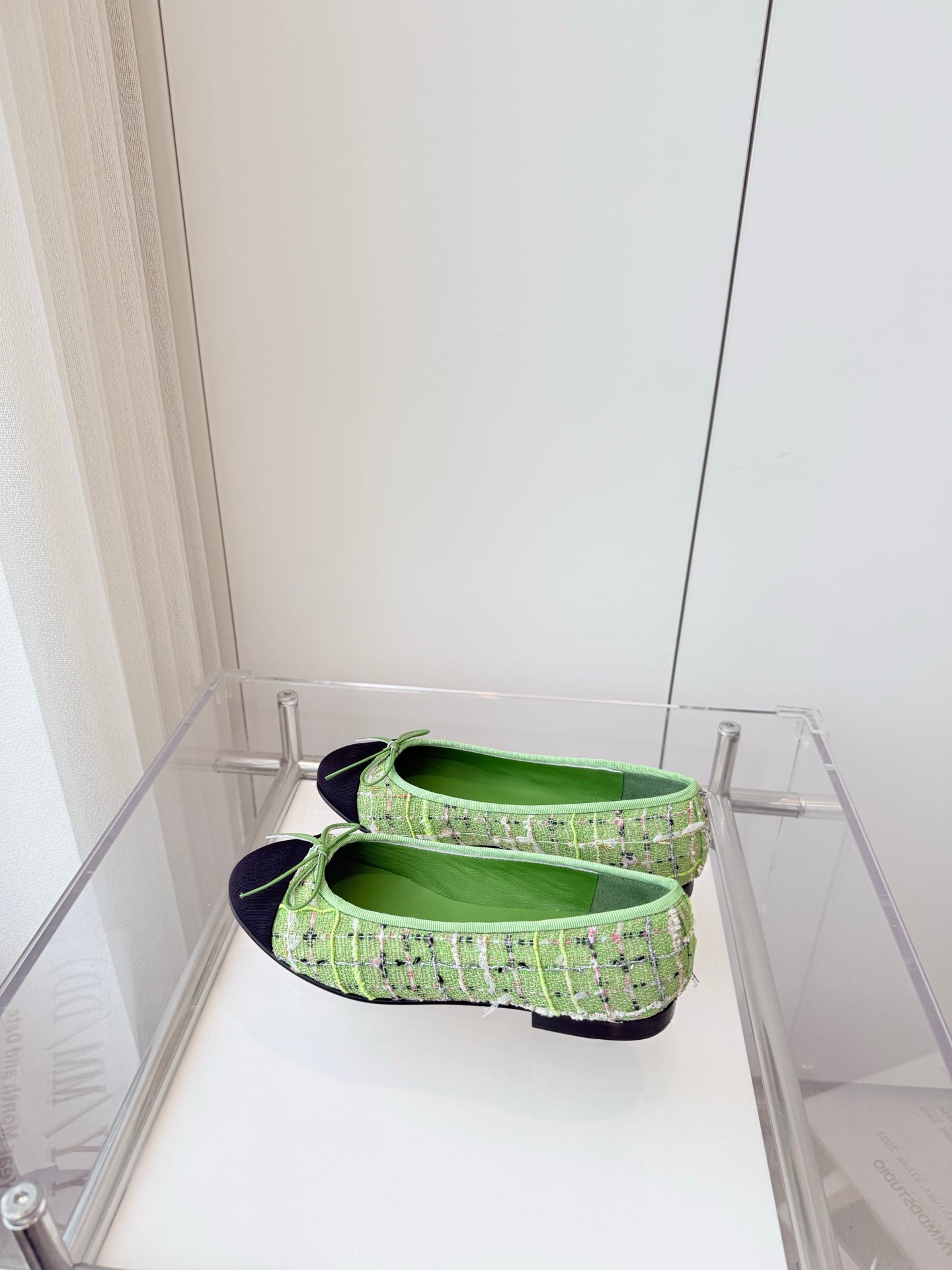 CHANEL Ballet Flat Green Fabric 238777