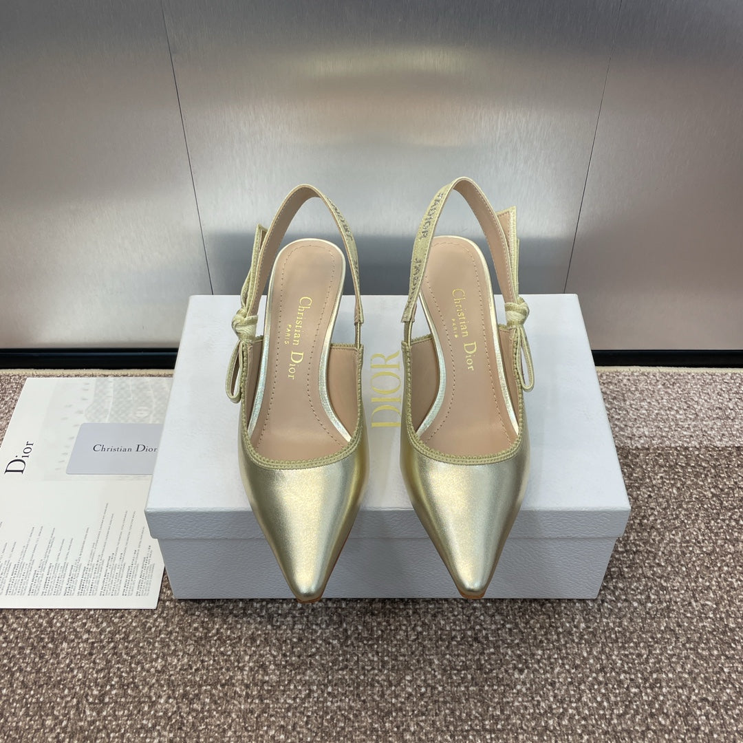 DIOR slingback pump 65 gold green cakfskin