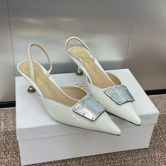 DIOR Slingback 65mm Glossy White Cowhide