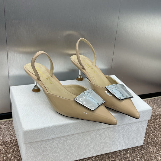 DIOR Slingback 65mm Glossy Beige Cowhide