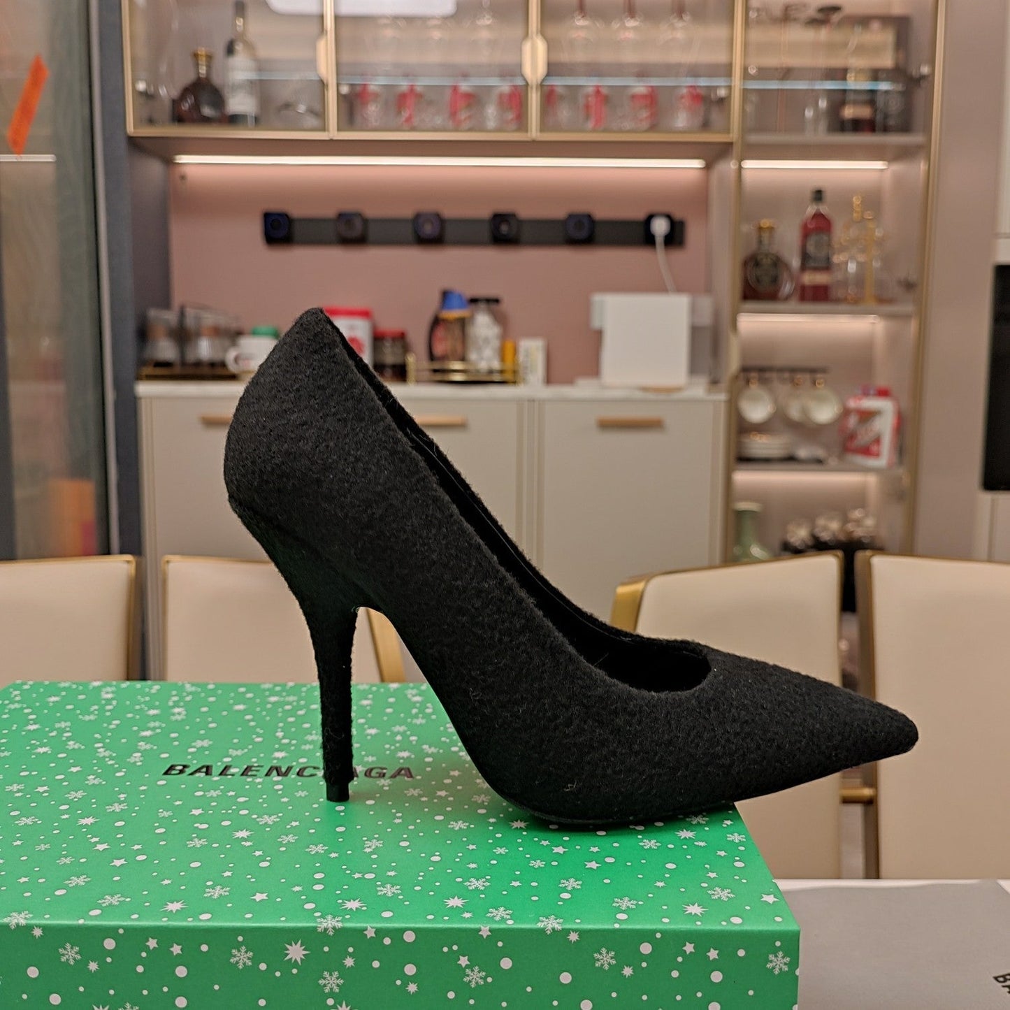 Balanciaga HIGH HEEL PUMPS 90MM IN BLACK WOOL
