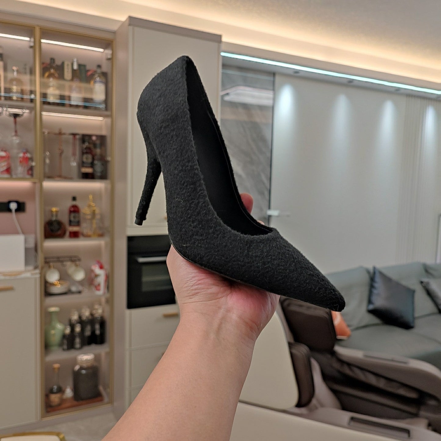 Balanciaga HIGH HEEL PUMPS 90MM IN BLACK WOOL