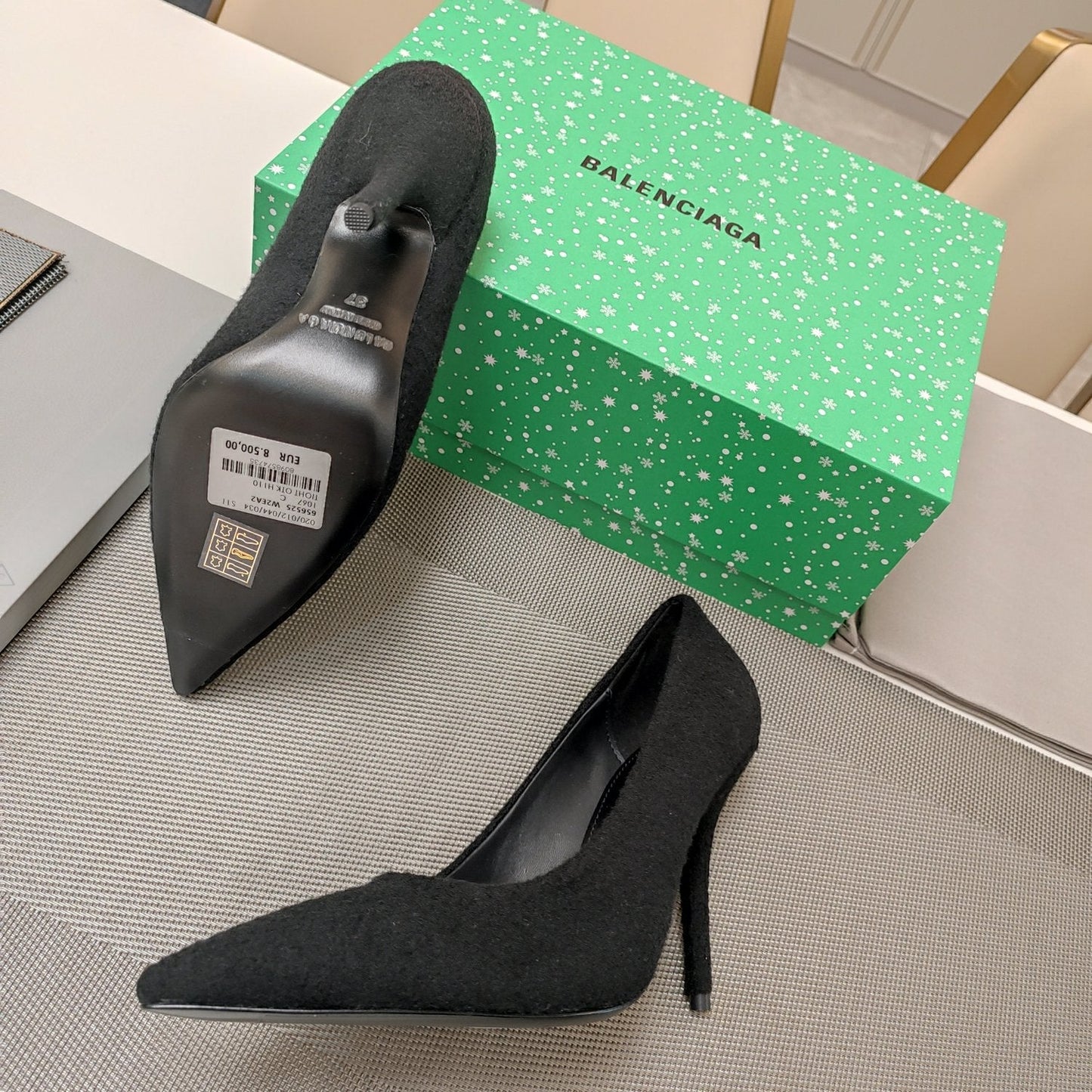 Balanciaga HIGH HEEL PUMPS 90MM IN BLACK WOOL