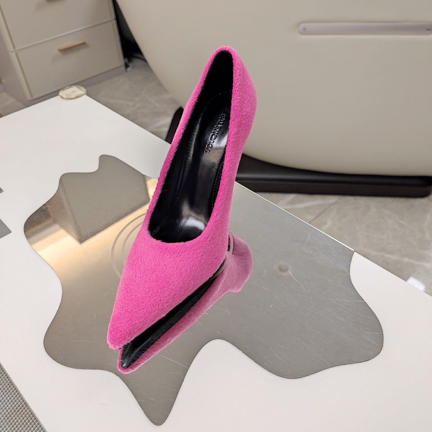 Balanciaga HIGH HEEL PUMPS 90MM IN PINK WOOL