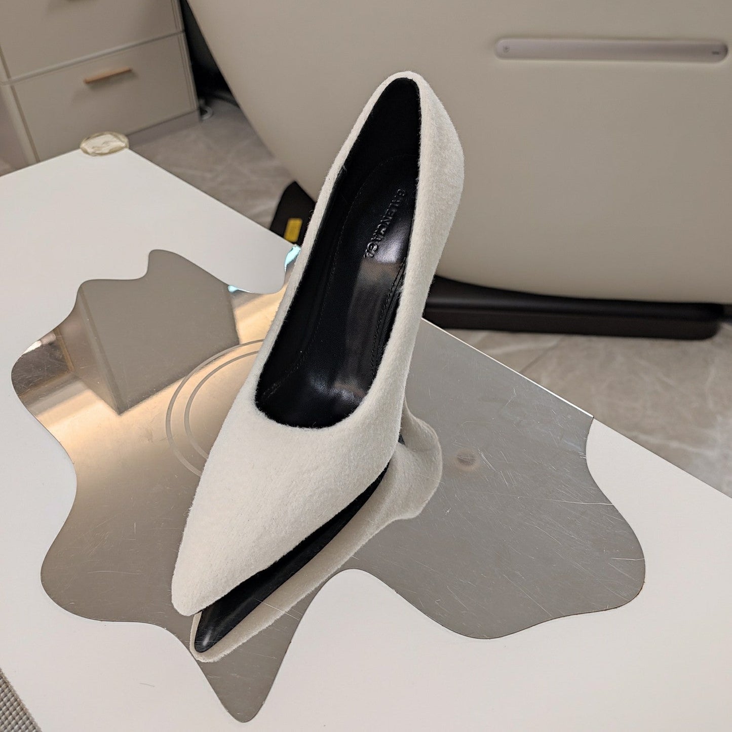 Balanciaga HIGH HEEL PUMPS 90MM IN WHITE WOOL