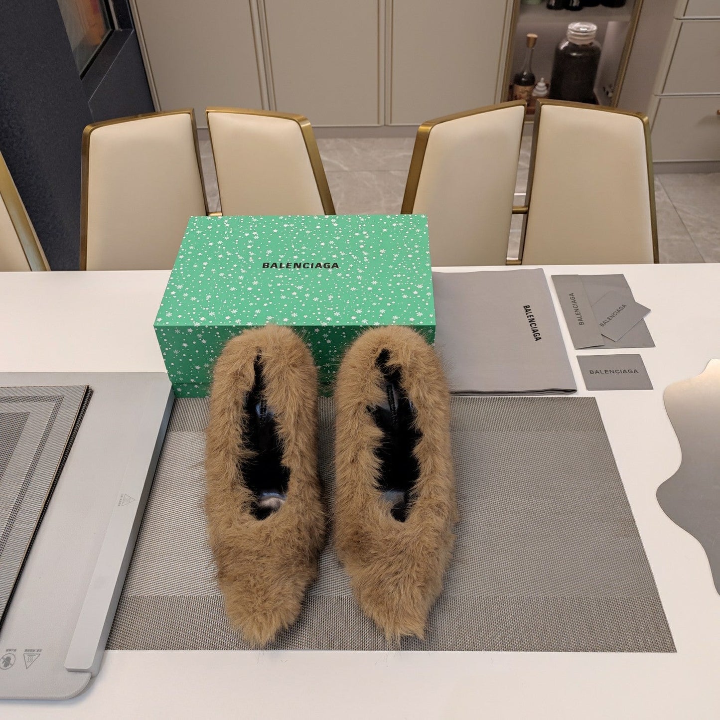 Balanciaga FURRY PUMPS 90MM IN BROWN FOX FUR