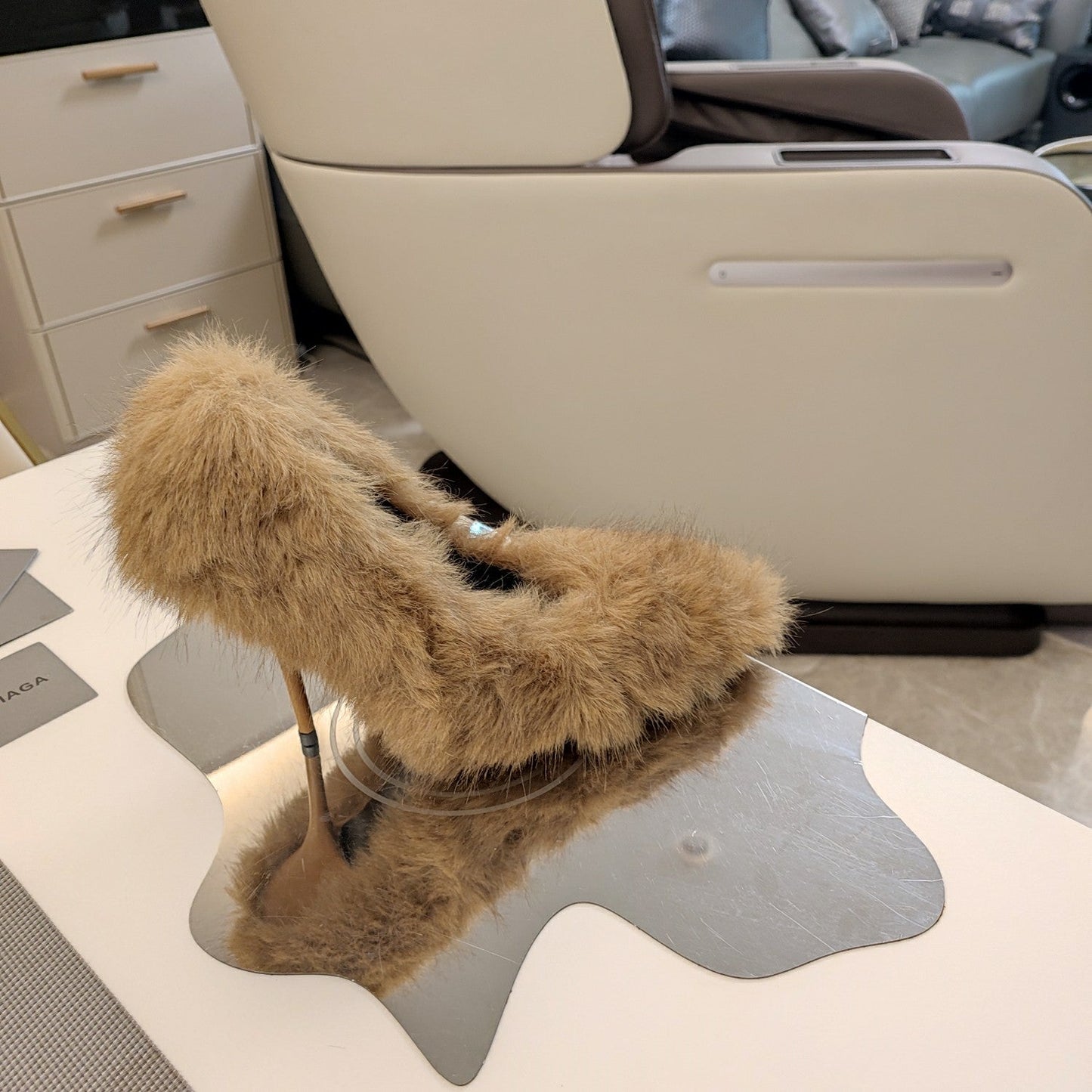 Balanciaga FURRY PUMPS 90MM IN BROWN FOX FUR