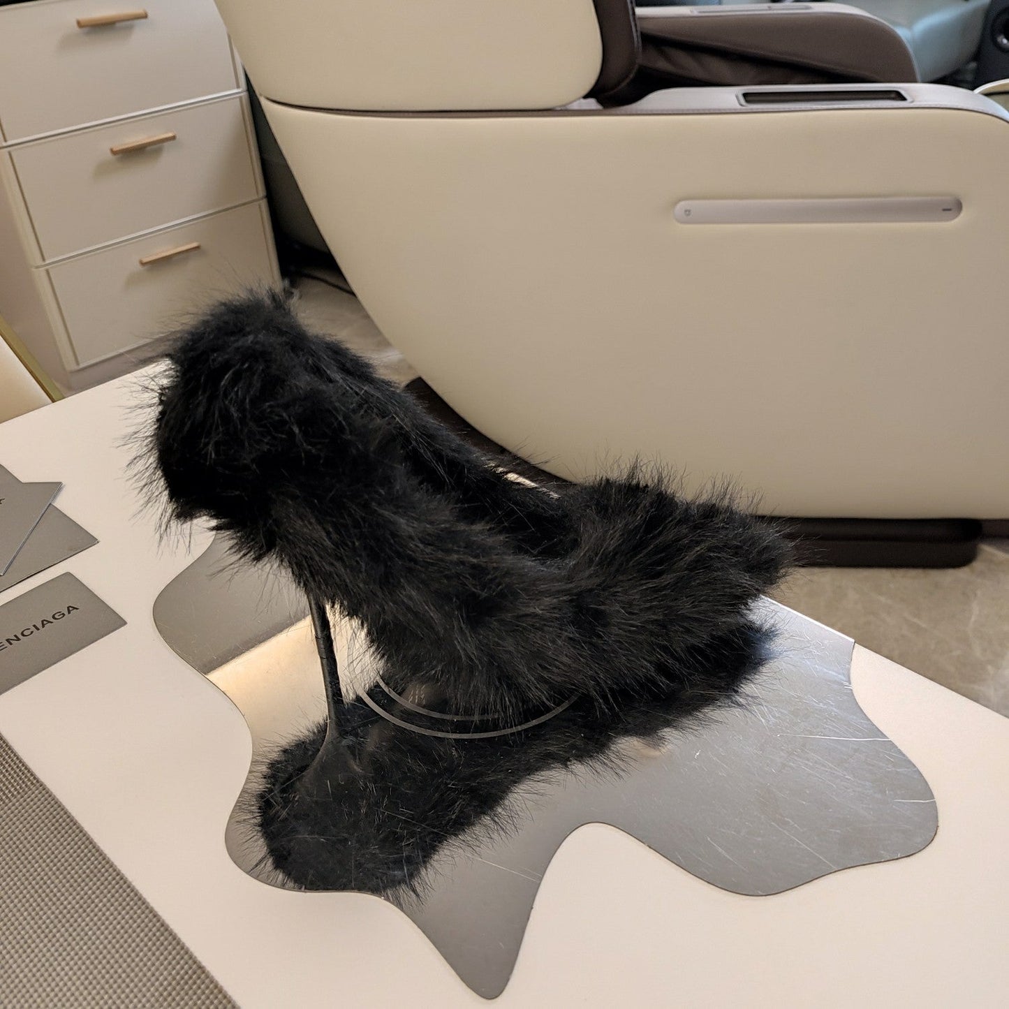 Balanciaga FURRY PUMPS 90MM IN BLACK FOX FUR