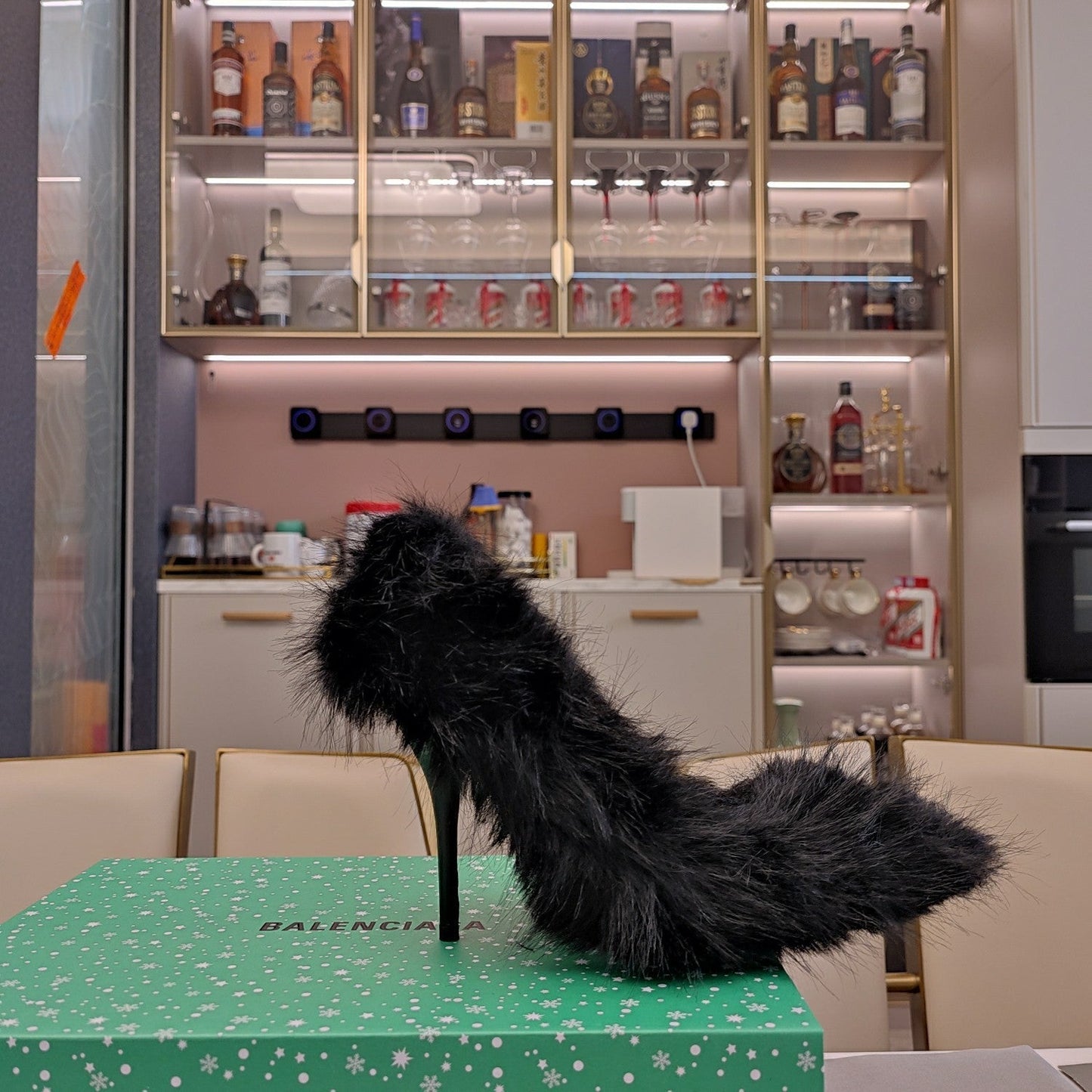 Balanciaga FURRY PUMPS 90MM IN BLACK FOX FUR