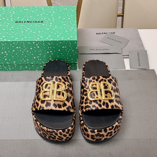 Balanciaga RISE SANDAL THICK-SOLED IN BROWN LEOPARD PRINT CALFSKIN