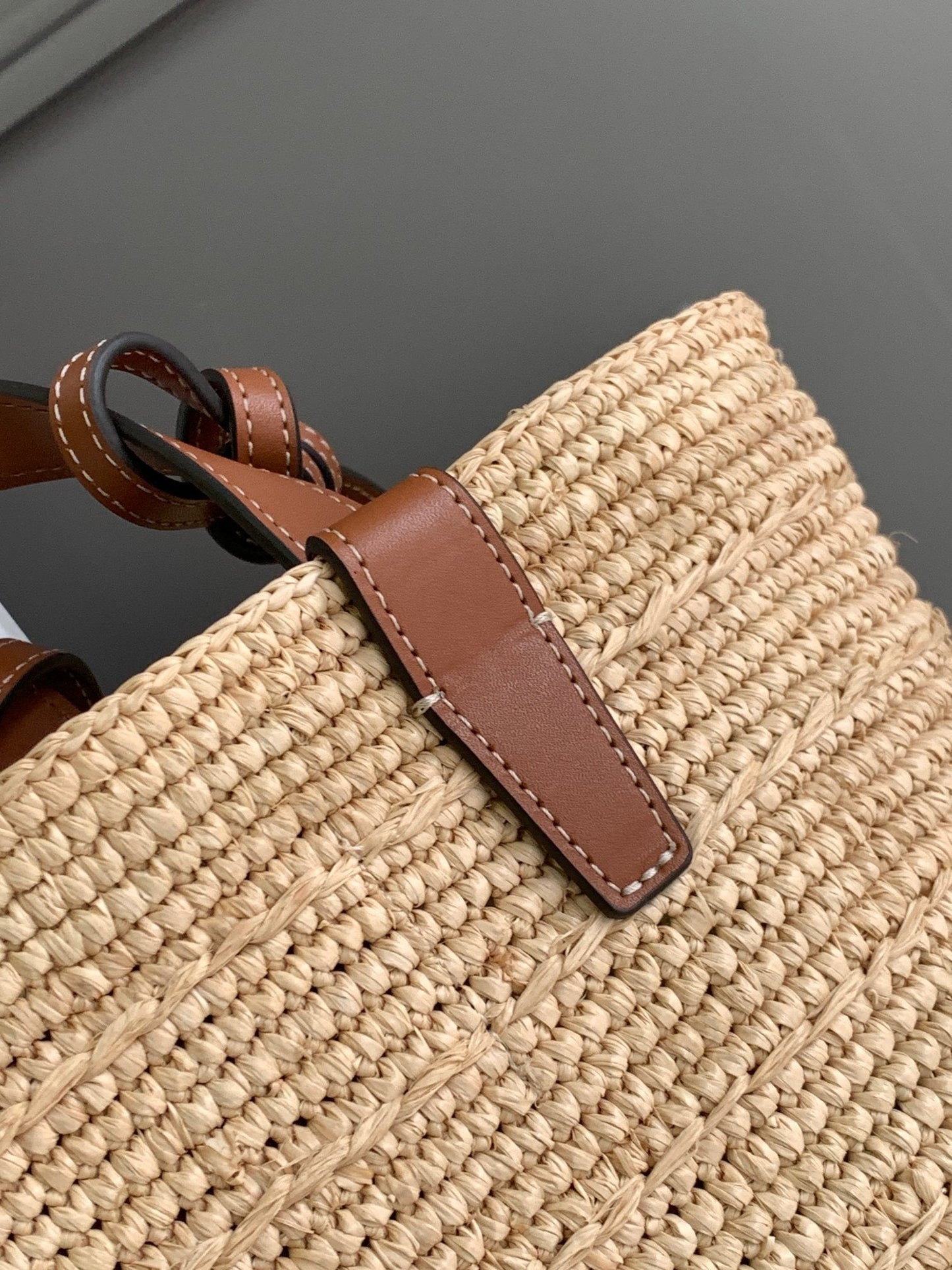 Celine teen supple classic panier 21cm raffia brown calfskin