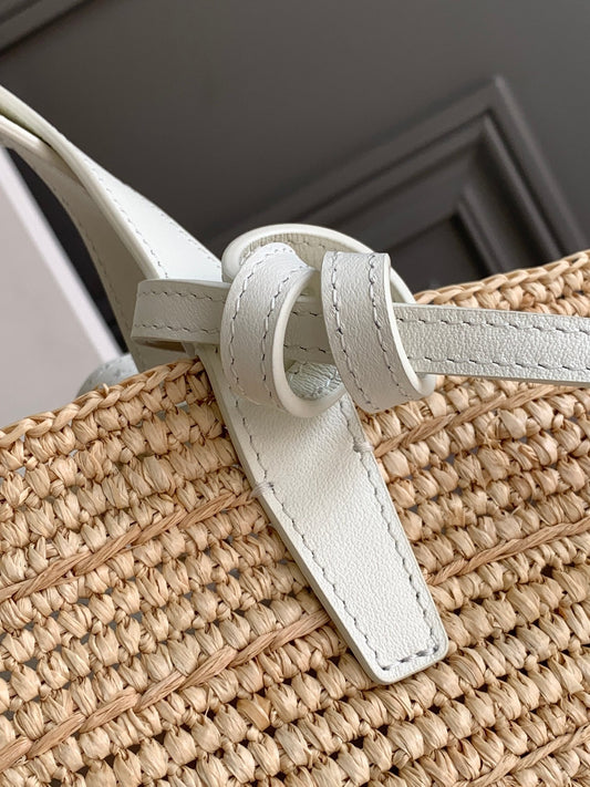 Celine teen supple classic panier 21cm raffia white calfskin